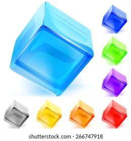 Set of multicolored opaque glass cubes
