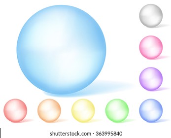 Set of multicolored opaque spheres on white background