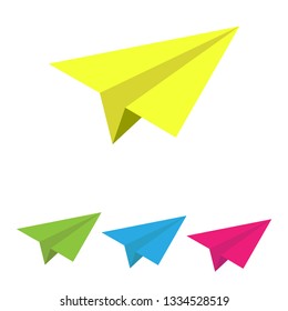 Set of multicolored paper airplanes for design