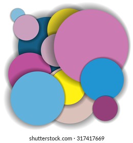 Set of multicolored paper circles on white background. EPS 10 vector illustration.
