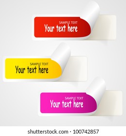 Conjunto de stickers de papel multicolor. Iconos Web. Ilustración de vectores eps10