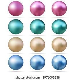 Set of multi-colored pearls. Design element