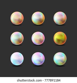 Set of multicolored pearls. Stock vector illustration.