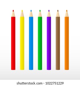 Set of multi-colored pencils. Classic vector pencils.