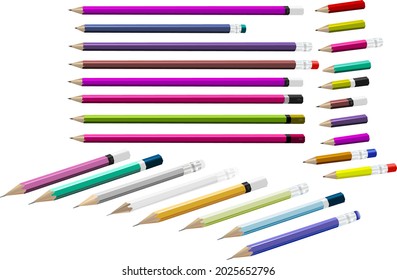 conjunto de lápices multicolores, diferentes tamaños
