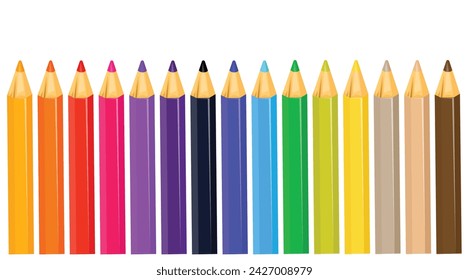 Set of multi-colored pencils for drawing. My stationery and art supplies