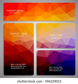 set of multicolored polygon business card and banner templates vector illustration
