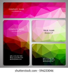 set of multicolored polygon business card and banner templates vector illustration