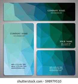 set of multicolored polygon business card and banner templates vector illustration
