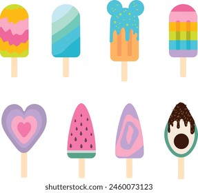 Set multi-colored popsicle on a stick