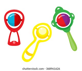 set of multi-colored rattles