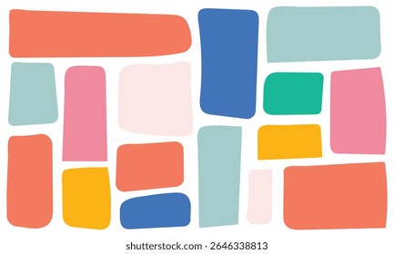 Set of multicolored rectangle shape. Drawing organic blank background. Color speech bubble blobs. Textbox in doodle and hand drawn style. EPS 10 . 