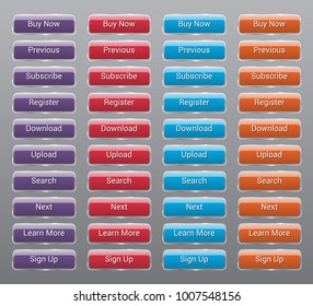 Set of multicolored rectangular horizontal buttons for web design