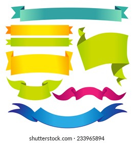 Set of multicolored ribbons and banners