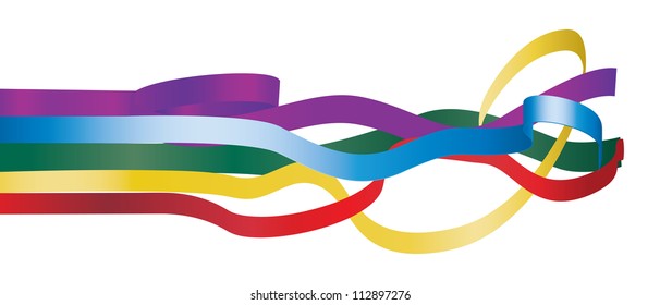 Set of Multicolored ribbons isolated on white background