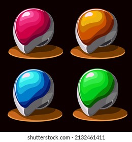 A set of multi-colored rings from the game. Magic things. Fashion illustration for children's books.