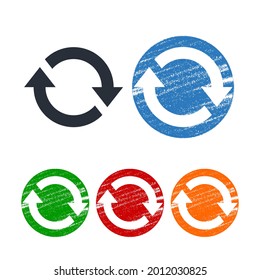 Set of multicolored round buttons motion share. Vector icon isolated on white background.