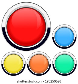 Set of multi-colored round buttons for website or app