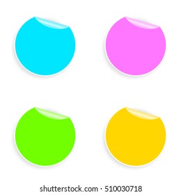 Set of multicolored round stickers. Vector illustration