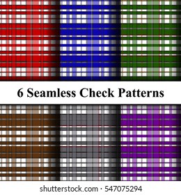 Set of Multicolored Seamless Checkered Patterns. Vector Illustration
