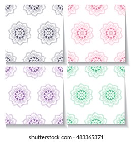 Set of multicolored seamless texture on white background. Vector illustration for use on fabric