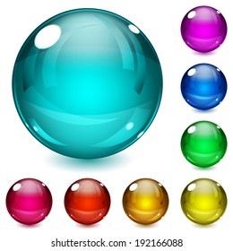 Set of multicolored spheres with shadows