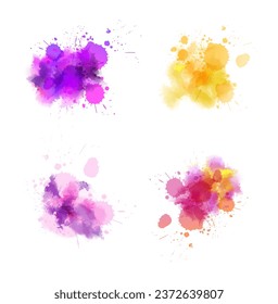 Set of multicolored splash watercolor blots - template for your designs.