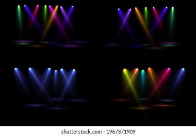 Set of multicolored spotlights, for vector illustrations.