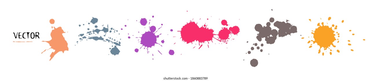Set Multi-colored spots of paint on a white background. Vector illustration.