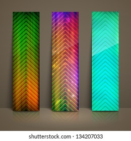 set of multicolored striped banners