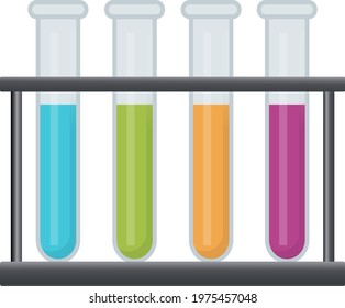 set of multi-colored test tubes on a stand 