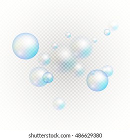 Set of multicolored transparent soap bubbles. Graphic concept for your design