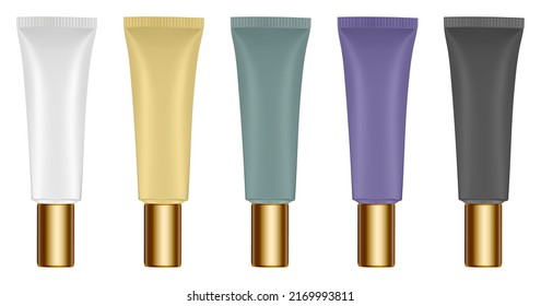 Conjunto de tubos multicolores con tapa larga. 3.ª burla. Púrpura, negro, verde, amarillo y blanco. Crema de mano, máscara o loción. champú profesional. Tasa de oro