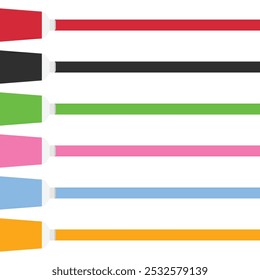 Set of multicolored tubes. mockup. Green, blue, pink, yellow and black colors. Isolated in white background.