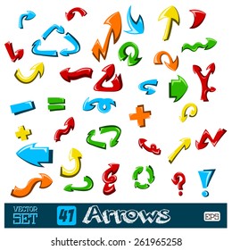 set of multicolored universal arrows on a background. vector eps