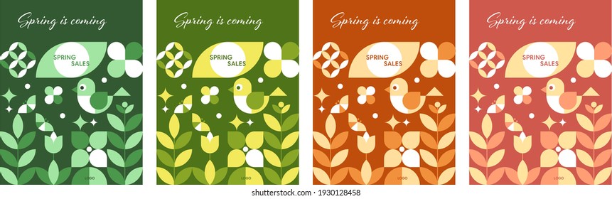 Conjunto de plantillas de portada universales multicolor en estilo neogeo. Para banners, volantes, catálogos, redes sociales y otros proyectos primaverales.