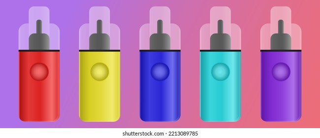 Set of multicolored vapes. Electronic Cigarette. Vector