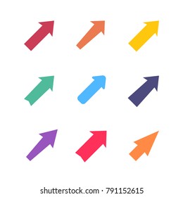 Set of multicolored various arrows. Vector illustration
