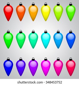 set of multi-colored vector Christmas ornaments