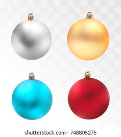 Set of multi-colored vector Christmas tree toys - balls