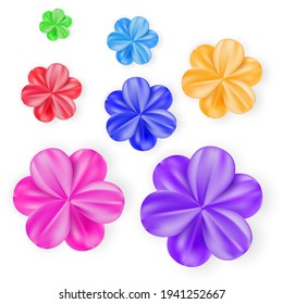 Set of Multicolored Vector Flowers. Elements of Spring or Summer Pattern. 