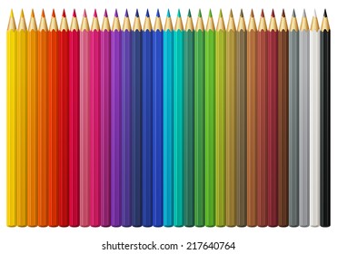 Set of multicolored vector pencils, isolated on white 