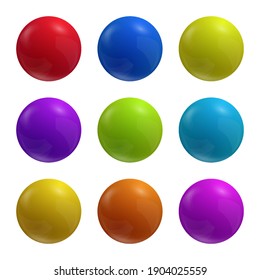 Set of multicolored vector spheres. Colorful vector balls, circles isolated on white background.