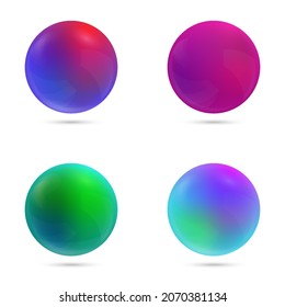 Set of multicolored vector spheres. Colorful vector balls, circles isolated on white background.