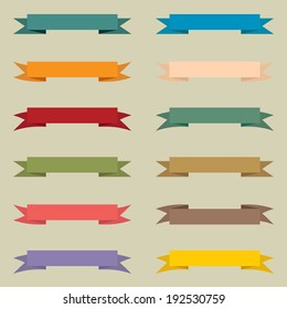 Conjunto de banners multicolores vintage. Ilustración vectorial.