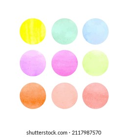 Set of multicolored watercolor circles.