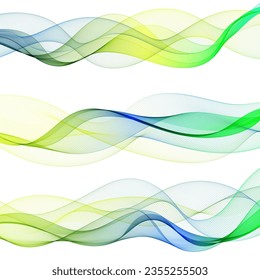 Set of multicolored waves Abstract vector lines.