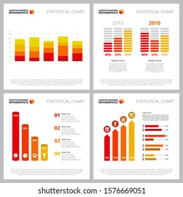 Set of multicoloured infographic composition can be used for web design, presentation slide, reports. Business concept with bar charts