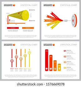 Set of multicoloured infographic template can be used for web design, presentation slide, advertising. Business concept with bar, metaphor charts