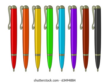 Set of multicoloured pens